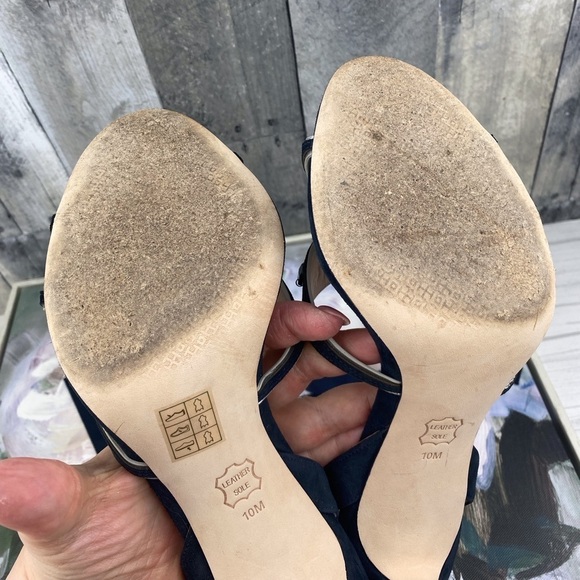 Tory Burch Sea Star Starfish Beaded Pearl Ribbon Tie Strappy Heels Size 10. - Picture 12 of 15